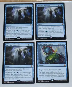 MTG 4x Rare Blue Sorcery Part The Waterveil & Overflowing Insight - Image 1
