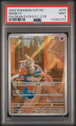 2024 POKEMON SVP EN-SV BLACK STAR PROMO 075 MIMIKYU PALDEAN FATES ETB - PSA 9 - Image 1
