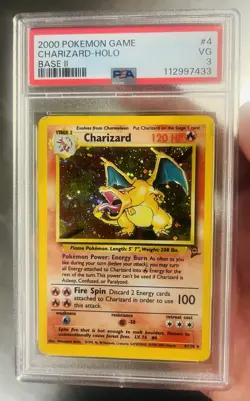 2000 Pokemon Charizard Base Set 2 Holo 004/130 PSA 3 - Image 1