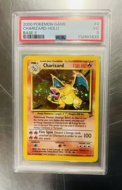 2000 Pokemon Charizard Base Set 2 Holo 004/130 PSA 3 - Image 2