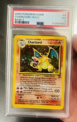 2000 Pokemon Charizard Base Set 2 Holo 004/130 PSA 3 - Image 3