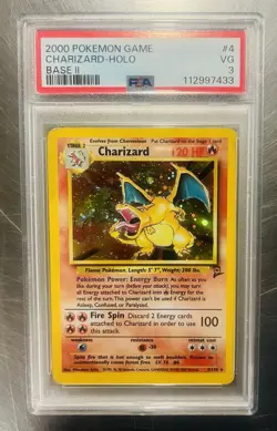 2000 Pokemon Charizard Base Set 2 Holo 004/130 PSA 3 - Image 5