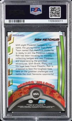 2000 TOPPS POKEMON TV ANIMATION SER 2 HEROES & VILLAINS #HV1 ASH KETCHUM PSA 10 - Image 2