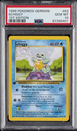 1999 POKEMON GERMAN 1ST ED #63 SCHIGGY PSA 10 - Image 1