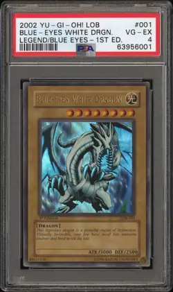 2002 Yugioh Blue-Eyes White Dragon LOB-001 1st Edition PSA 4 NA - Image 1