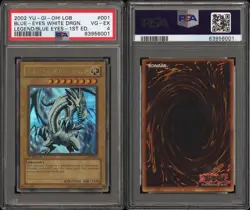 2002 Yugioh Blue-Eyes White Dragon LOB-001 1st Edition PSA 4 NA - Image 3