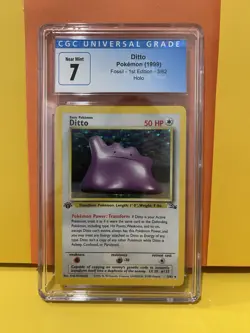 1999 Pokemon Fossil 1st Edition DITTO 18/62 Non-Holo Rare CGC 7 Slab Card - Image 1