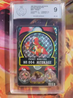 Pokemon Card Charmander Glumanda Sealdass Prism Holo Bandai Japanese PSA / PGS 9 - Image 2