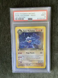 PSA 9 Pokemon Dark Machamp Holo 1st Edition with Swirl - Image 1
