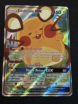 Pokemon TCG Dedenne GX Unbroken Bonds Holo Card 195/214 Full Art Ultra Rare - Image 1