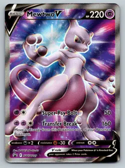 Pokemon Mewtwo V SWSH229 Pokemon GO Full Art Holo Black Star Promo NM - Image 1
