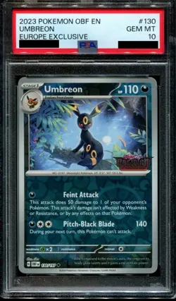 PSA 10 Umbreon 130/197 Obsidian Flames Stamped Stamp UK EU English Promo Pokemon - Image 1