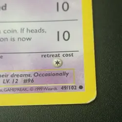 Drowzee 49/102 C Shadowless Pokemon TCG Card Base Set Unlimited HP - Image 2