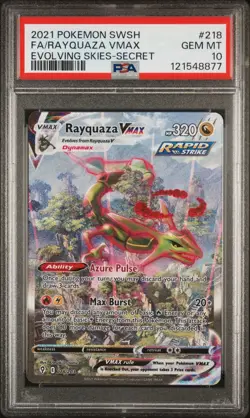 Pokemon 2021 Rayquaza VMAX 218/203 Alt Art Evolving Skies GEM MINT PSA 10 - Image 1