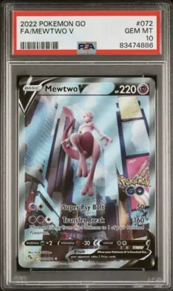 2022 POKEMON GO #072 FULL ART/MEWTWO V PSA 10 - Image 1