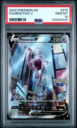 2022 POKEMON GO #072 FULL ART/MEWTWO V PSA 10 - Image 1
