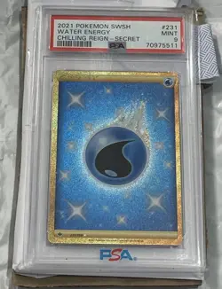 Pokemon Chilling Reign Water Energy Gold Full Art Secret Rare 231/198 PSA 9 Mint - Image 1