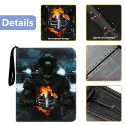 Football Card Binder 4 Pocket Fits 400 Cards with 50 Removable Sleevesves, Tr... - Image 4