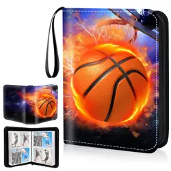 4 Pocket Basketball Cards Binder,Premium Zippered Trading Card Binder,400 Dou... - Image 1