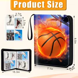 4 Pocket Basketball Cards Binder,Premium Zippered Trading Card Binder,400 Dou... - Image 2
