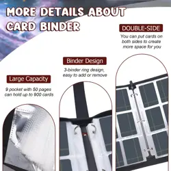 Card Binder 900 Pockets, Trading Card Binder 9 Pocket Card Collector Album Ca... - Image 3