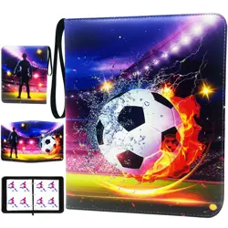 Soccer Card Binder 4 Pocket, Trading Card Binder with Sleeves, Sports Card Bi... - Image 1