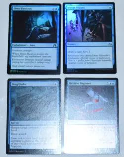 MTG 4x FOIL Blue Sorcery Reverse Engineer, Serum Visions, Drag Under & More - Image 2