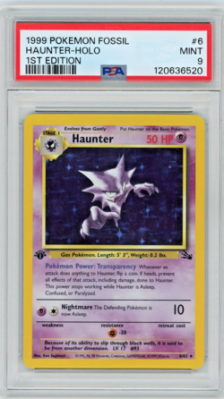 1999 Pokemon Fossil Haunter #6 1st Edition Holo PSA 9 - Image 1