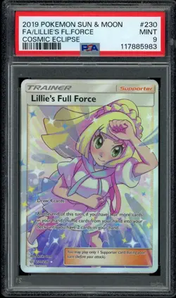 Pokemon PSA 9 Lillie's Full Force 230/236 Cosmic Eclipse Full Art Rare Mint - Image 1