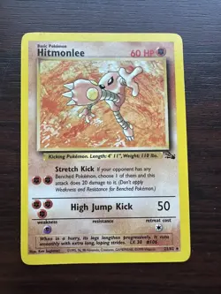 1999 Pokemon TCG Hitmonlee 22/62 Fossil Unlimited Rare Non-Holo Card WOTC - Image 1