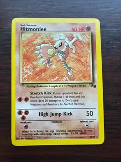 1999 Pokemon TCG Hitmonlee 22/62 Fossil Unlimited Rare Non-Holo Card WOTC - Image 2