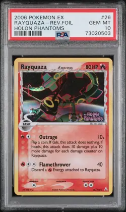Pokemon 2006 Delta Species EX Holon Phantoms Rayquaza Reverse Holo PSA 10 - Image 1
