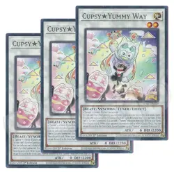Yugioh Cupsy Yummy Way x 3 - 1st Edition Rare NM - Plus Free Holo Card - Image 1