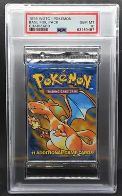 Pokemon Base Set Unlimited Booster Pack (Charizard Artwork) Gem Mint PSA 10 - Image 1