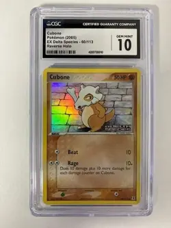 *CGC GEM MINT 10* Cubone #60/113 2005 Pokemon EX Delta Species Reverse Holo - Image 1