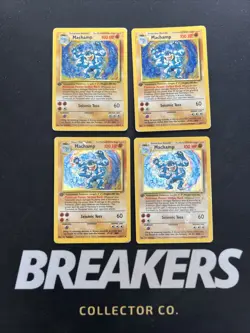 1999 Base Set Vintage Pokemon 4 Card Lot: Holo 1st Edition Machamp 8/102 - Image 1