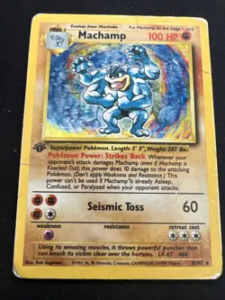 1999 Base Set Vintage Pokemon 4 Card Lot: Holo 1st Edition Machamp 8/102 - Image 2