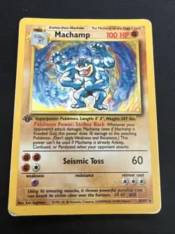1999 Base Set Vintage Pokemon 4 Card Lot: Holo 1st Edition Machamp 8/102 - Image 4