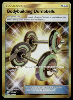 Pokemon TCG SM - Burning Shadows #161/147 Bodybuilding Dumbbells (Secret) DMG - Image 1