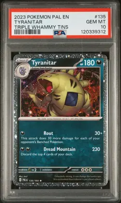 Pokemon Tyranitar -Cosmo Holo 135/193 Triple Whammy Tin Promo PSA 10 - Image 1