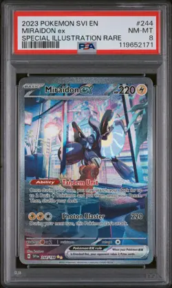 2023 Pokemon Svi En-Scarlet & Violet #244 Miraidon Ex SIR PSA 8 - Image 1
