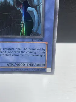 Obelisk the Tormentor GBI-002 Ultra Rare Egyptian God Card Heavy Play AE - Image 4