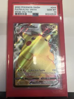 2020 Pokemon SWSH Pikachu VMax Full Art Vivid Voltage #044 PSA 10 Gem Mint - Image 1