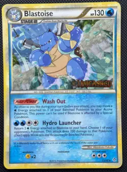 Pokemon Blastoise 13/95 HGSS Unleashed Prerelease Promo Holo - Image 1