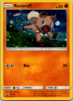 POKEMON ROCKRUFF SM120 HOLOFOIL BLACK STAR PROMO NEAR MINT CARD TCG Sun Moon - Image 1