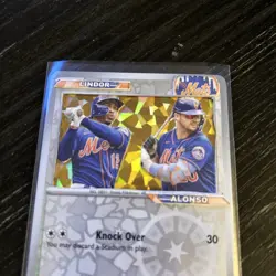 Pete Alonso Francisco Lindor New York Mets One Of One Holo Pokemon Baseball Card - Image 4