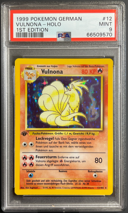 1999 Pokemon Base 1st Edition German Holo Vulnona Ninetales 12/102 PSA 9 Mint - Image 1