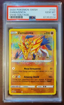 Pokemon Zamazenta Vivid Voltage Amazing Rare #102 PSA 10 Gem Mint - Image 1