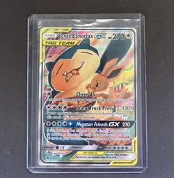 Pokemon Eevee & Snorlax GX #SM169 Promo Card 2019 Tag Team Holo - Mint Condition - Image 1