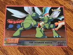 Pokemon Movie Topps Card The Ultimate Match HOLO FOIL 34 Scyther Mewtwo Strikes - Image 3